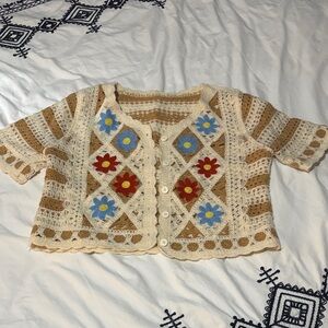 Crochet Cardigan with Floral Pattern